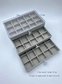 Caja De Joyería De 3 Cajones Y 45 Rejillas Para Pendientes, Anillos, Collares, Pulseras Y Relojes Con Bandeja De Terciopelo