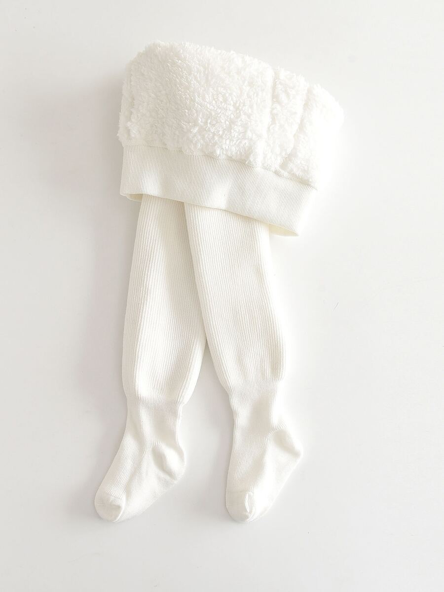 1pc Girls' Tight Pants Warm White/black Tights Baby Leggings - White - View 1