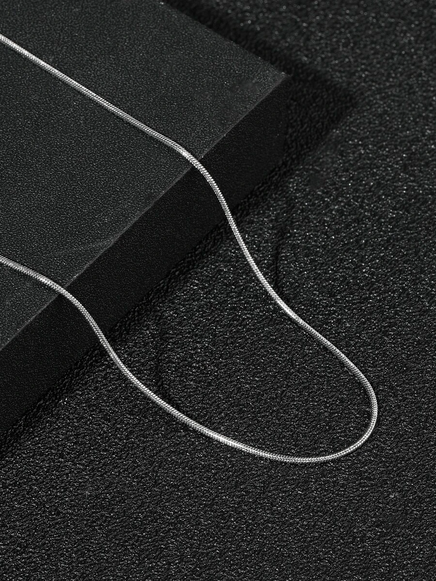 1入組不銹鋼銀男士簡約風項鍊日常裝飾