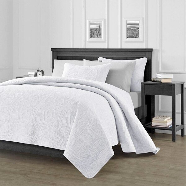 3pcs/set White Quilt Set Without Filler, Modern Fabric Quilt Set (1pc