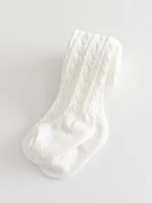 1 pieza Leggings de niña con patrón de mariposa y corazón de unicolor, mallas suaves y cómodas en blanco y negro para uso casual para niños pequeños - Blanco - Ver 2