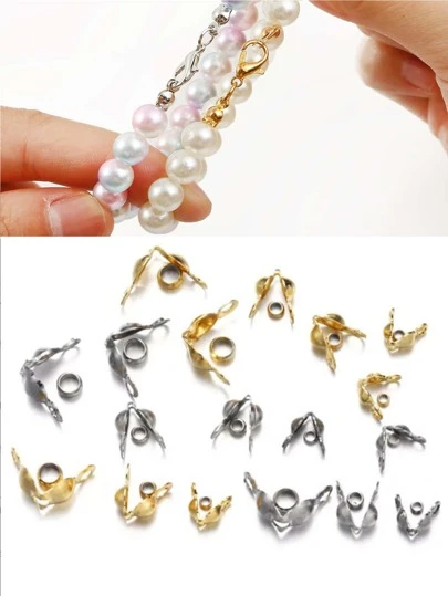 200pcs/batch Stainless Steel Gold-plated Connector Clasps & Crimp Beads Set For Diy Bracelet, Necklace & Jewelry Making