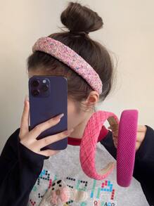 6pcs/Set Fashionable Pink Velvet Headband, Korean Style Rose Red Sponge Hair Hoop,Hairband,Hair Hoop,Hair Accessories Headbands