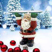 1 Pieza Soporte De Doble Capa Para Plato De Frutas Y Aperitivos Navideños, Con Forma De Árbol De Navidad, Decoración De Bandeja De Servir Para Bocadillos - Rojo - Ver 3