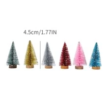 12pcs Mini Green Bottle Brush Trees, Plastic Winter Snow For Christmas Diy Crafts, Tabletop Decoration, Kids' Gift,Christmas - Green - View 5