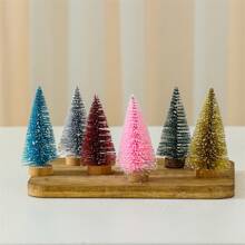 12pcs Mini Green Bottle Brush Trees, Plastic Winter Snow For Christmas Diy Crafts, Tabletop Decoration, Kids' Gift,Christmas - Green - View 3