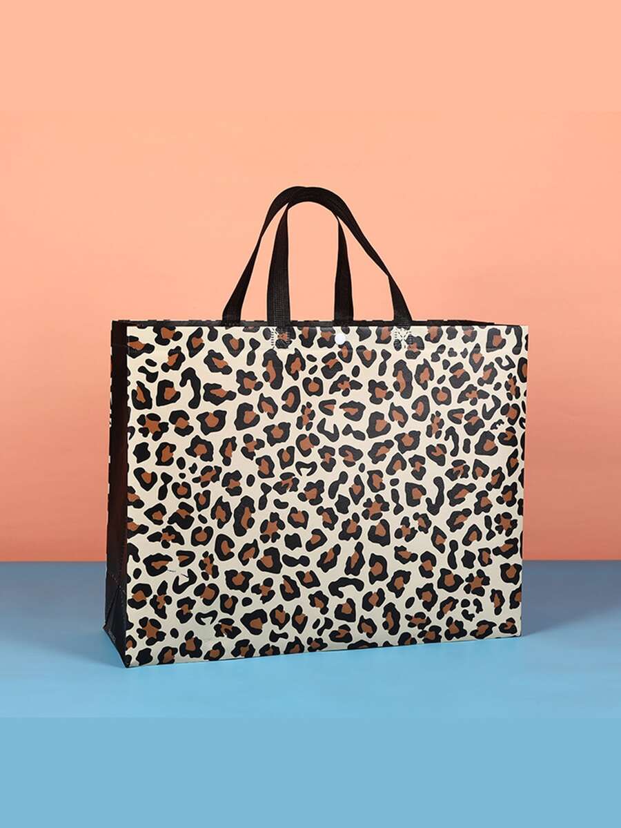 6 Piezas Bolsas De Regalo Impresas De Tela No Tejida, Serie De Totes Simples Y Elegantes Para Regalos De Cumpleaños, Compras Y Fiestas Festivas - Negro - Ver 1