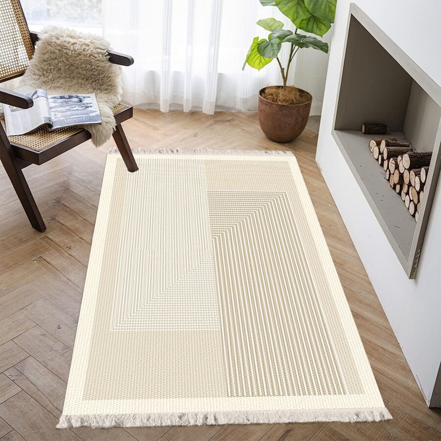 1pc Geometric Pattern Modern Home Decor Living Room Bedroom Knitted Rug Mat, Suitable For Children's Room - Multicolor - View 1