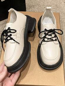 Fashionable Women's Platform Shoes - Beige - View 5