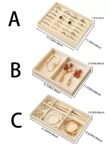 1 件珠宝收纳托盘，带多个网格/分区，纯色收纳抽屉式珠宝收纳盒，收纳盒旅行返校