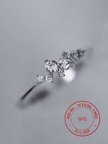 Japanese Style S925 Sterling Silver Ring For Women, Set With & Water Drop Design - White - View 1