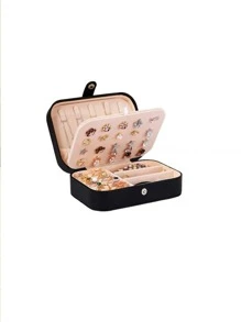 1pc Jewelry Storage Box For Rings, Earrings, Jewelry Organizer - Black - View 3