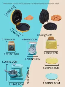 Stomle Family 女孩子假裝玩具1:12比例烘焙套裝,黃色多士烤箱、面包製造機、蛋拍器、廚房爐灶、精美diy迷你娃娃家具,父母和孩子的互動假裝遊戲,隨機風格,隨機顏色,隨機包裝,運輸過程中易損壞