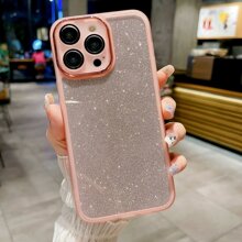 1pc Green Case For Mobile Phone, Space Glitter Tpu Shockproof Protective Case With Camera Lens Protection