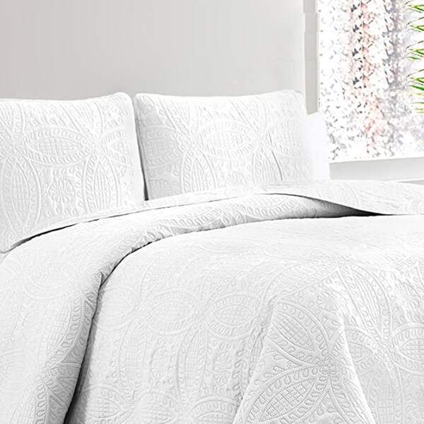 3pcs/set White Quilt Set Without Filler, Modern Fabric Quilt Set (1pc