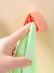 1 Pieza Toallero Colgante Para Baño Sin Taladrar, Titula De Almacenamiento De Trapos De Cocina Y Baño, Colgador De Toallas Y Paños De Limpieza - Rosa - Ver 1