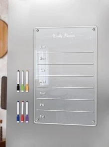 1pc 3d Magnetic Transparent Weekly Planner Memo Board, Erasable Magnetic Fridge Sticker, With Wall Hooks For Different Scenes Birthday - White - View 4