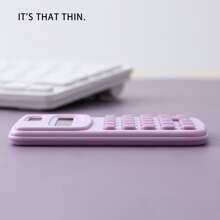 1個便攜式太陽能電池/電源計算機,帶有大型液晶顯示屏 - 12位標準功能,適用於簡單的數學和快速計算 - 紫色 - 查看 2