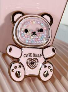 Funda de teléfono con baño de oro rosa y diseño de oso, soporte de teléfono compatible con iPhone 15/15Pro/15Plus/15Promax, estilo Kawaii - Rosa - Ver 6