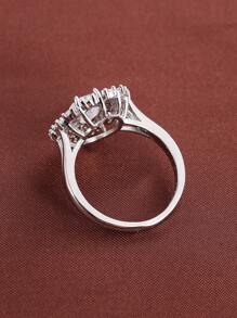 1 Miếng Thanh tú Đồng Nhẫn Với Hoa Hướng dương Thiết kế Và Hình bầu dục Hình dạng đá - Bạc - Xem 3