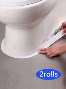 2卷,6.4m長,防水防霉膠帶,適用於廚房防潮、馬桶防水帶、水槽縫隙防水墊、洗手間角落密封帶、瓷磚間縫密封黏合劑 - 白色 - 查看 1