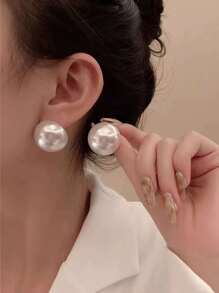 1 đôi Đồ trang trí Ngọc Trai giả Bông tai stud - trắng - Xem 2