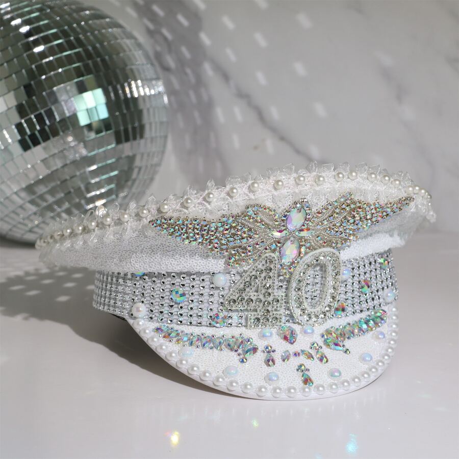 Gorgeous 40th birthday hat Handmade hat party accessories - White - View 1