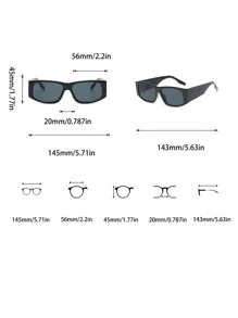 1pc Ladies' Retro Square Frame Sunglasses With Minimalist Design, Suitable For Daily Wear - Black - View 5