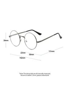 1入組女士極簡全畫幅圓形金屬眼鏡 - 黑色 - 查看 4