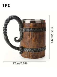 1 Peça Caneca de Cerveja Viking Antiga - Caneca de Barril de Uísque Isolada em Parede Dupla Com Design de Presente de Madeira - Perfeito para desfrutar das suas cervejas favoritas - Multicolorido - Visão 9