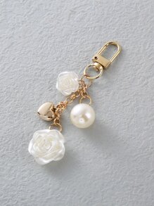 6pcs/Set Pearl Jewelry Set: Pearl Headband, Pearl Necklace, Rose Heart Keychain, Elegant Bridal & Fashion Accessories. Suitable For Weddings, Daily Wear, And Gifting. High-Quality Faux Pearl, Golden Accents, Vintage Design. Must-Have For Brides, Ideal For Fashion Enthusiasts, And An Unforgettable Gift. - Gold - View 4