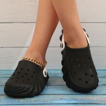 女士雙色時尚輕盈透氣厚底運動鞋,鞋面帶孔