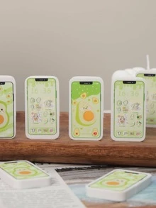 6 Piezas Limpiador De Pantalla De Teléfono De Goma Suave De Patrones De Aguacate Con Estilo Al Azar - Verde - Ver 4