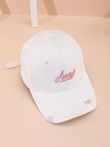 White Alphabet Embroidery Fashionable Baseball Cap - White - View 4