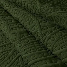 2入組/套黑暗綠色床單套裝,現代織物床罩被套 - 橄欖綠 - 查看 5