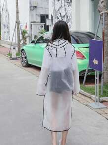 1pc Women's Transparent One-piece Raincoat - Clear - View 1