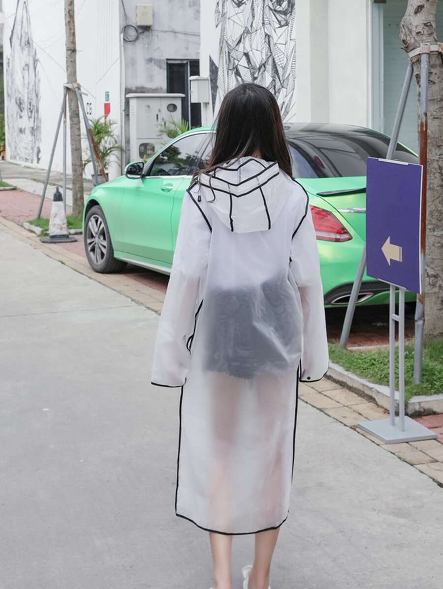 1pc Women's Transparent One-piece Raincoat - Clear - View 1