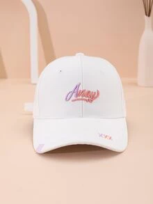 White Alphabet Embroidery Fashionable Baseball Cap - White - View 1