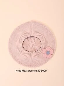1 件春季秋季嬰兒針織貝雷帽可愛花朵裝飾 - 粉色 - 查看 4