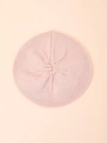 1 件春季秋季嬰兒針織貝雷帽可愛花朵裝飾 - 粉色 - 查看 2