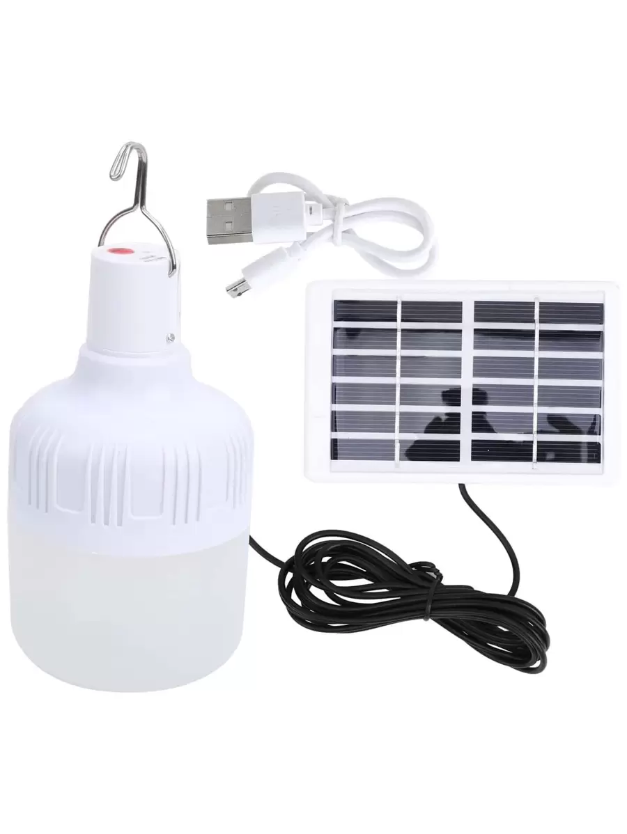 Lampara Bombilla Led Solar Foco De Carga Solar Y Electrico - Blanco - Ver 1