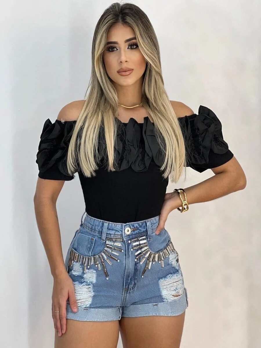 Women Denim Shorts - Medium Wash - View 1