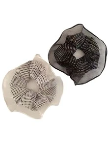 1pc Simple Polka Dot Lace Edge Cloth Bun Maker Hair Accessory For Women In Spring And Summer - Black - View 4