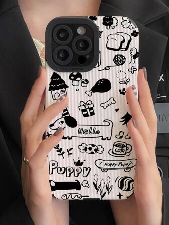 卡通狗樣式PU皮革手機殼