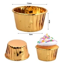 50入組紙質蛋糕模具,杯子蛋糕模具,杯子蛋糕紙盒,杯子蛋糕烤杯紙張,慶祝新居入伙派對必備(金色)