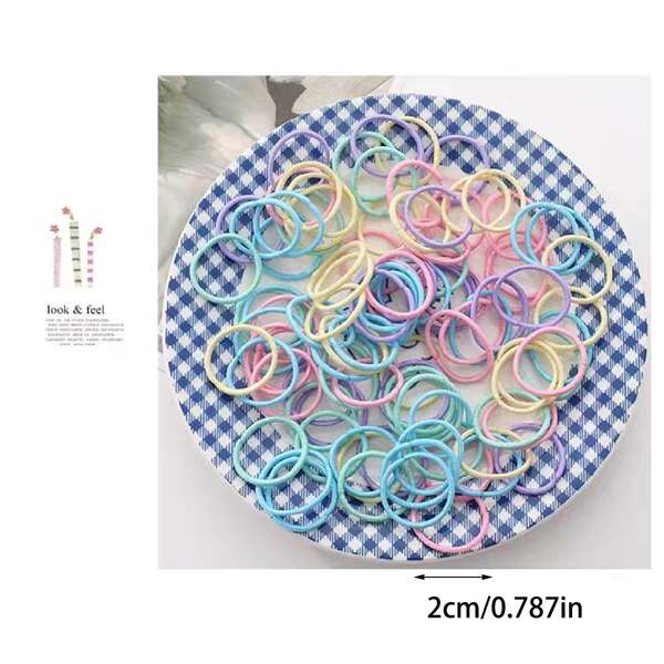 100pcs Women's Colored Elastic Hair Bands, Hair Tie, Non-damaging Ponytail Holder, And Cute Pink Hair Accessories