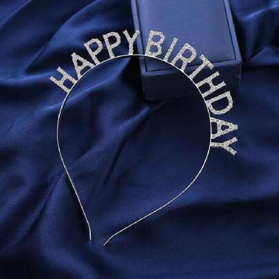 1pc Ladies' Happy Birthday Headband Rhinestone Crown Tiara For Party Decoration