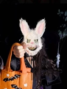 Ricolandia Plush Rabbit Mask Halloween Costume The Purge 1 Pc - White - View 2