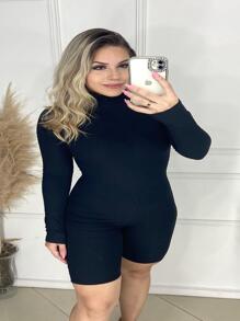 Macaquinho Curto Manga Longa Feminino