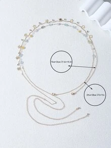 2入組/套尺寸可調節項鍊帶極簡圓金屬吊墜,適用於女士日常穿著 - 金色 - 查看 4